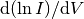 \mathrm{d}(\ln I) /\mathrm{d}V