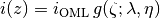 i(z) = i_\mathrm{OML}\, g(\zeta; \lambda, \eta)